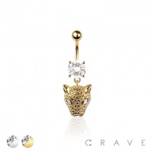 316L SURGICAL STEEL MULTI CZ JAGUAR BELLY BUTTON NAVEL RING 